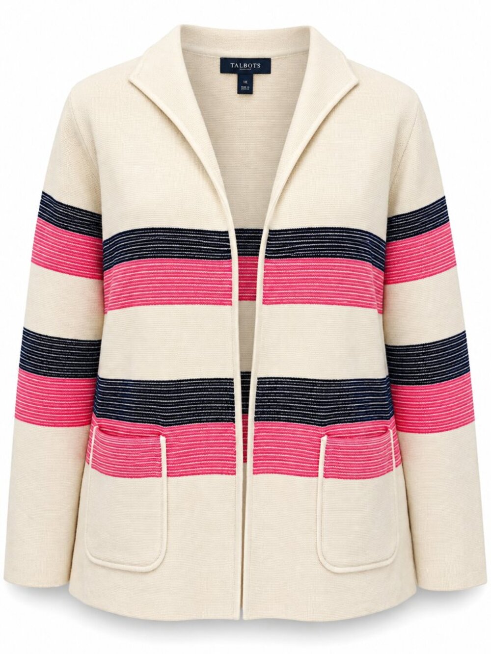 Talbots Women's Striped Open Front Cardigan Sweater